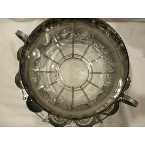Mid Century Silver Fade Complete Punch Bowl Set Dorothy Thorpe Vintage Retro 15p - Picture 4 of 12